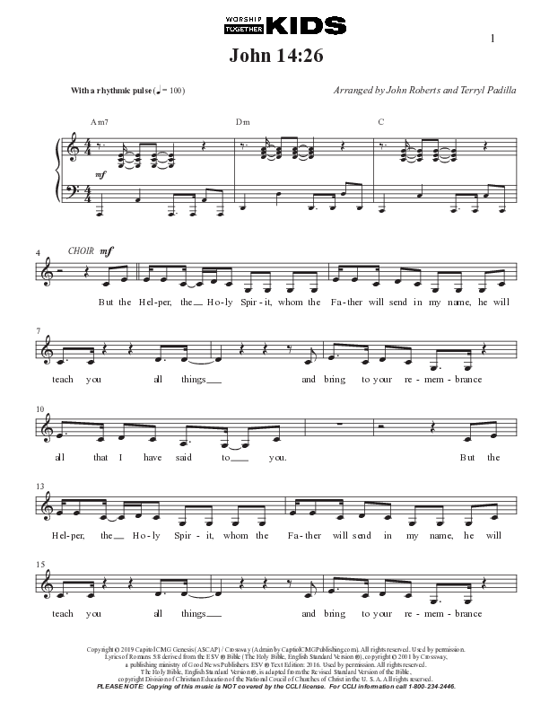 John 14:26 Lead Sheet Melody (Worship Together Kids)