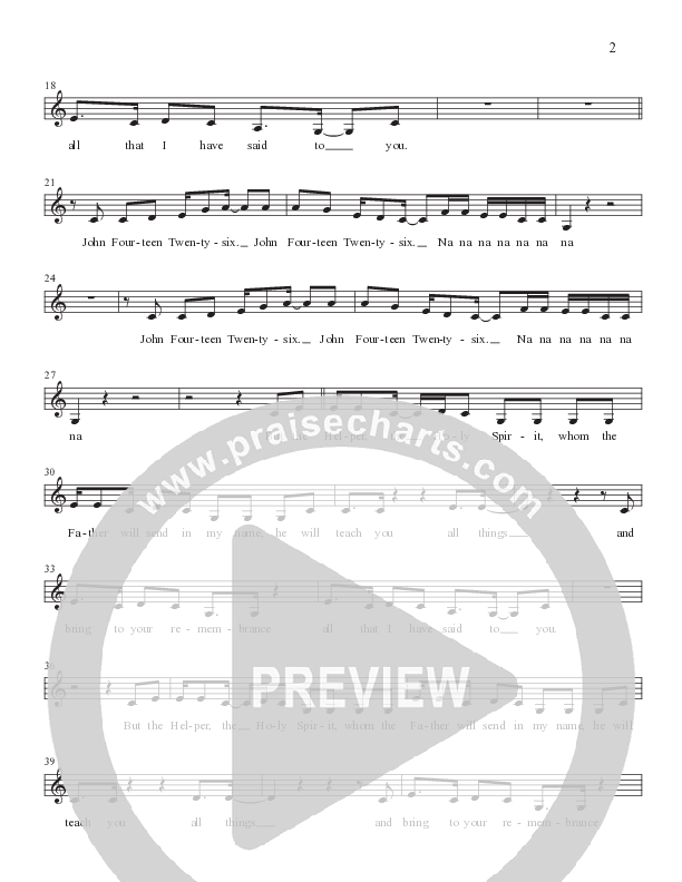 John 14:26 Lead Sheet Melody (Worship Together Kids)