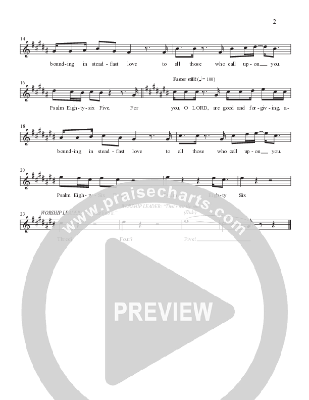 Psalm 86:5 Lead Sheet Melody (Worship Together Kids)