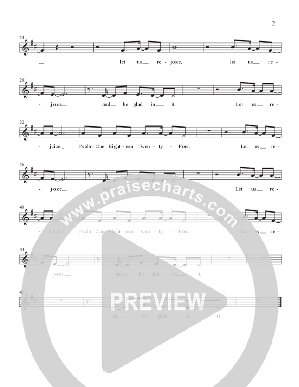 Psalm 118:24 Lead Sheet Melody (Worship Together Kids)