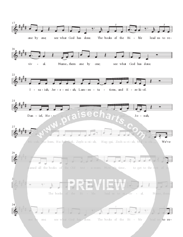 The Books Of The Bible Lead Sheet Melody (Worship Together Kids)