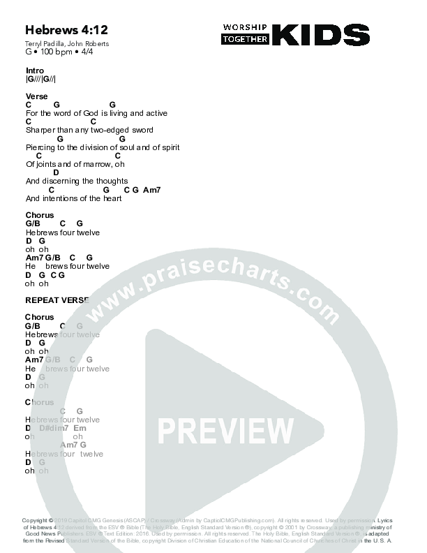 Hebrews 4:12 Chord Chart (Worship Together Kids)
