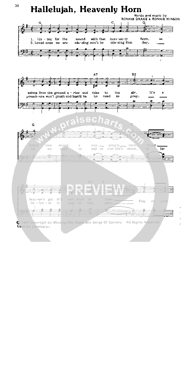 Hallelujah Heavenly Horn Lead Sheet (The Cumberland Boys)