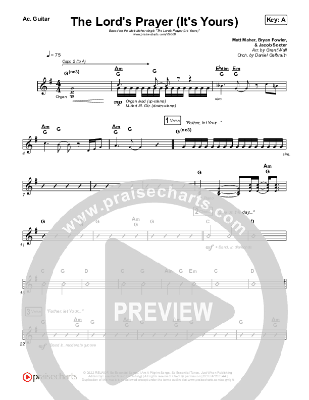 The Lord's Prayer (It's Yours) Acoustic Guitar (Matt Maher)