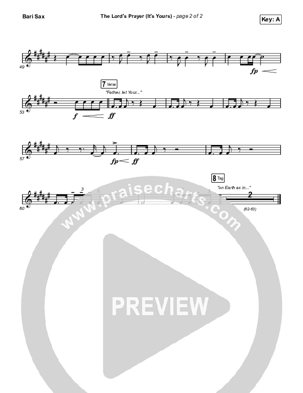 The Lord's Prayer (It's Yours) Bari Sax (Matt Maher)