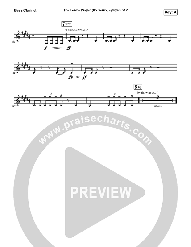 The Lord's Prayer (It's Yours) Bass Clarinet (Matt Maher)