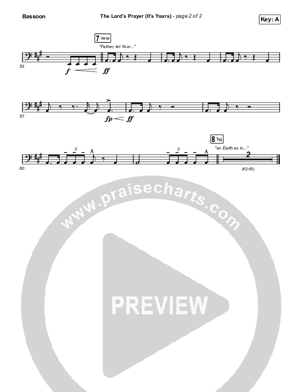 The Lord's Prayer (It's Yours) Bassoon (Matt Maher)