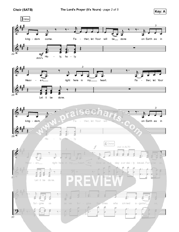 The Lord's Prayer (It's Yours) Choir Sheet (SATB) (Matt Maher)
