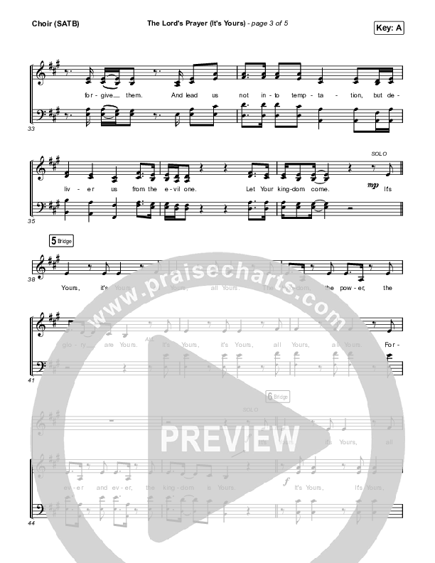 The Lord's Prayer (It's Yours) Choir Sheet (SATB) (Matt Maher)