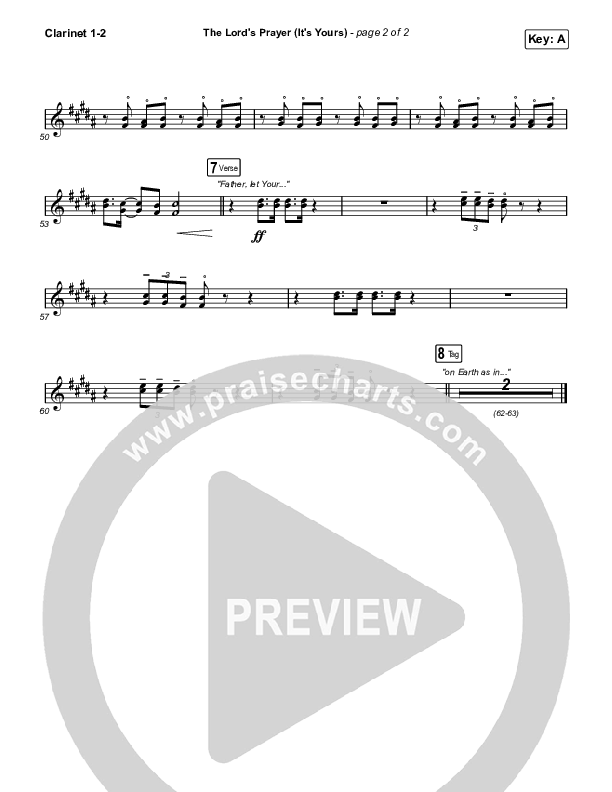 The Lord's Prayer (It's Yours) Clarinet 1/2 (Matt Maher)
