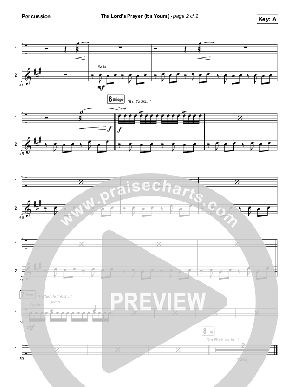 The Lord's Prayer (It's Yours) Percussion (Matt Maher)