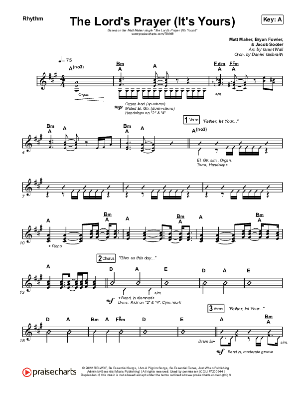 The Lord's Prayer (It's Yours) Rhythm Chart (Matt Maher)