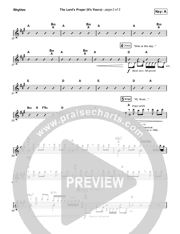 The Lord's Prayer (It's Yours) Rhythm Chart (Matt Maher)