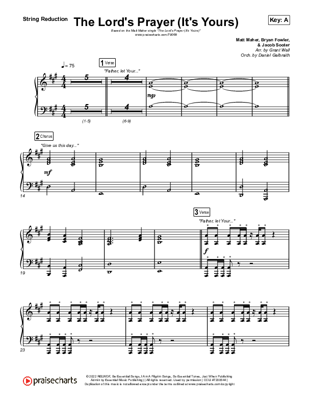 The Lord's Prayer (It's Yours) String Reduction (Matt Maher)