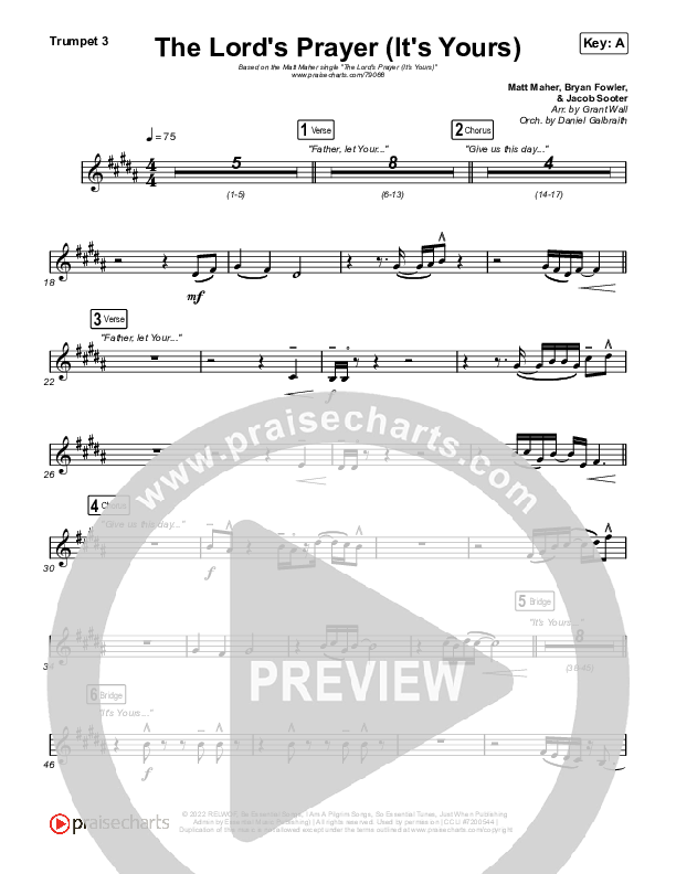 The Lord's Prayer (It's Yours) Trumpet 1,2 (Matt Maher)