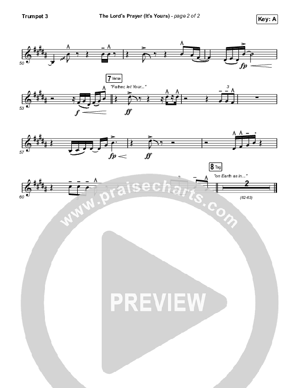 The Lord's Prayer (It's Yours) Trumpet 3 (Matt Maher)