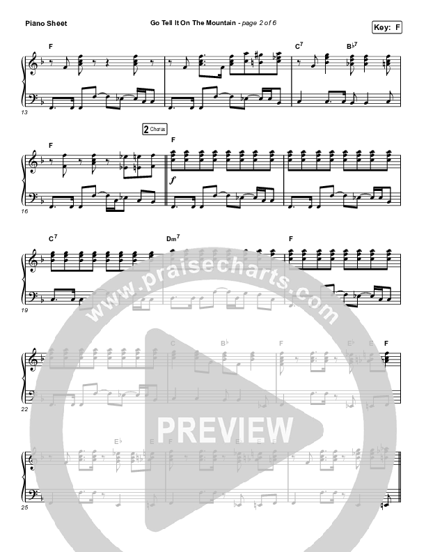 Go Tell It On The Mountain (Unison/2-Part Choir) Piano Sheet (Zach Williams / Arr. Luke Gambill)