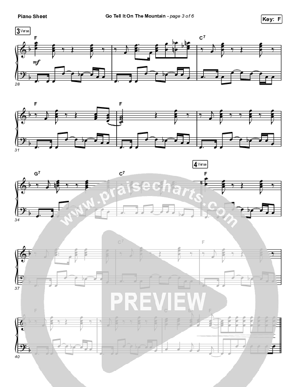 Go Tell It On The Mountain (Unison/2-Part Choir) Piano Sheet (Zach Williams / Arr. Luke Gambill)