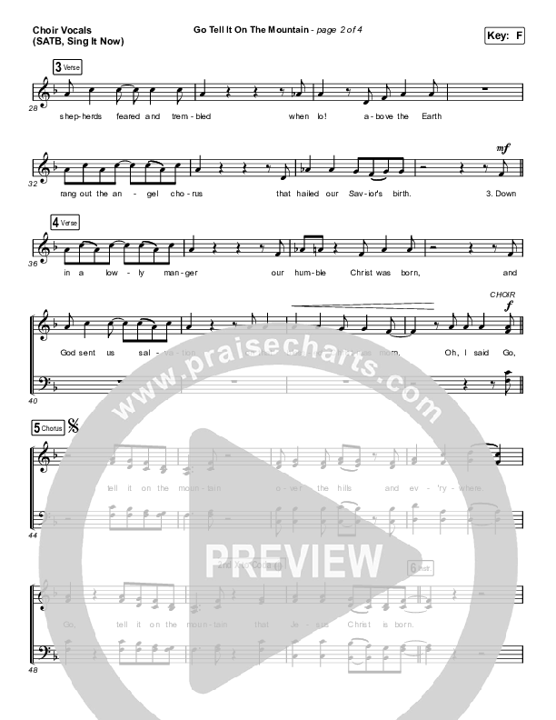 Go Tell It On The Mountain (Sing It Now SATB) Choir Sheet (SATB) (Zach Williams)