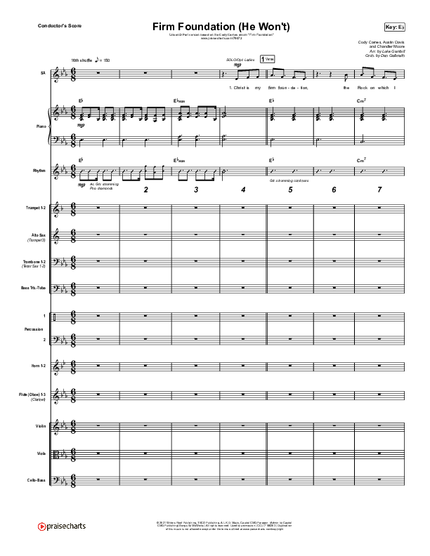 Firm Foundation (He Won't) (Unison/2-Part Choir) Conductor's Score (Cody Carnes / Arr. Luke Gambill)