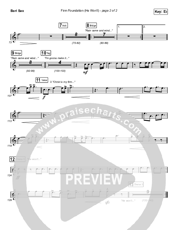 Firm Foundation (He Won't) (Sing It Now SATB) Bari Sax (Cody Carnes / Arr. Luke Gambill)