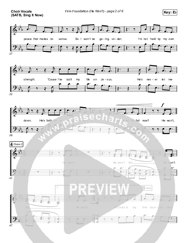 Firm Foundation (He Won't) (Sing It Now SATB) Choir Sheet (SATB) (Cody Carnes / Arr. Luke Gambill)