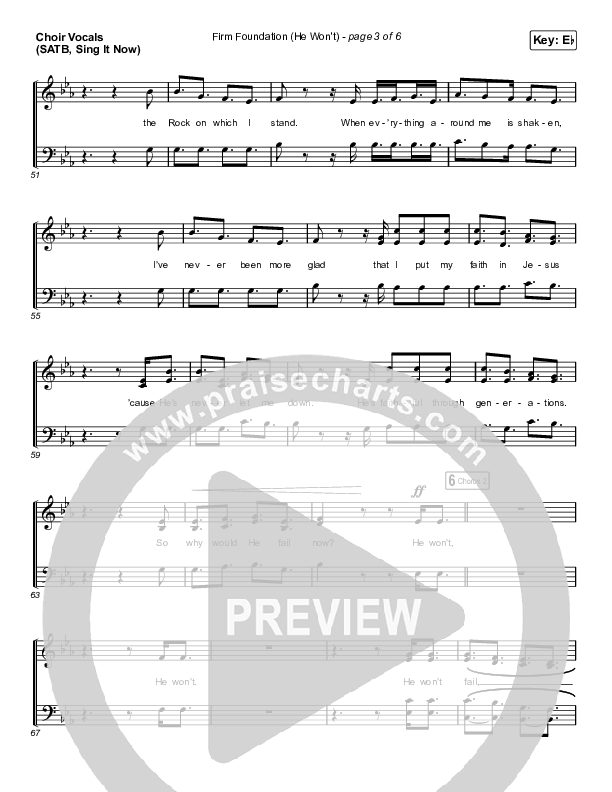 Firm Foundation (He Won't) (Sing It Now SATB) Choir Sheet (SATB) (Cody Carnes / Arr. Luke Gambill)