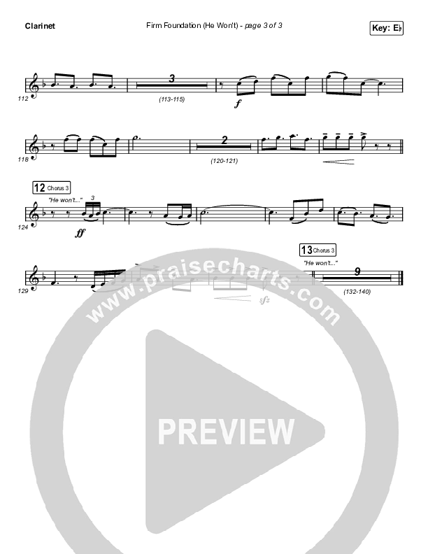 Firm Foundation (He Won't) (Sing It Now SATB) Clarinet (Cody Carnes / Arr. Luke Gambill)