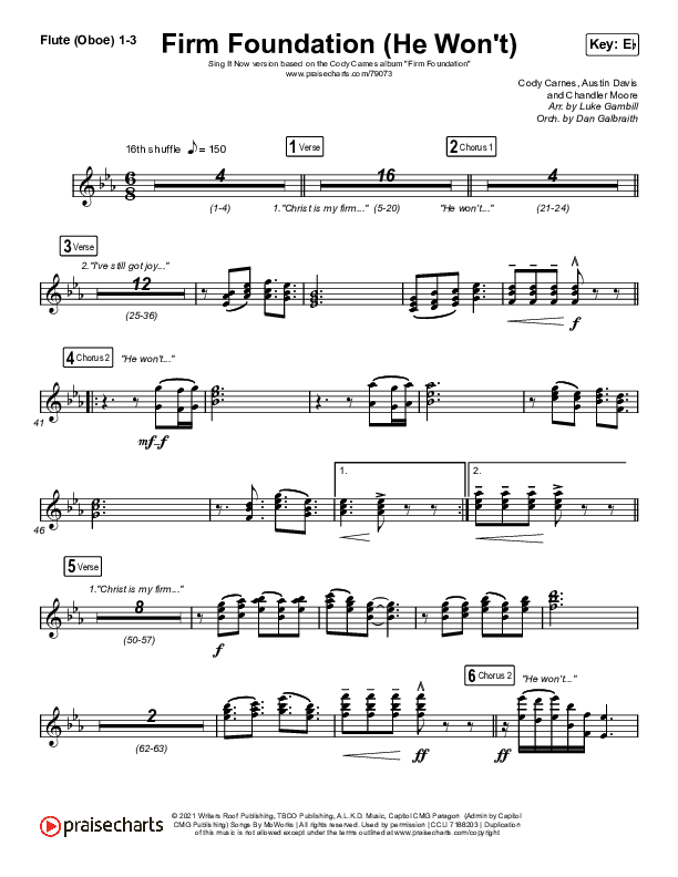 Firm Foundation (He Won't) (Sing It Now SATB) Wind Pack (Cody Carnes / Arr. Luke Gambill)