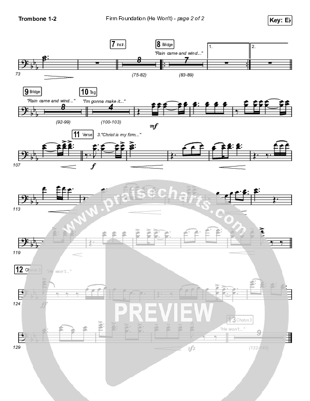 Firm Foundation (He Won't) (Sing It Now SATB) Trombone 1/2 (Cody Carnes / Arr. Luke Gambill)