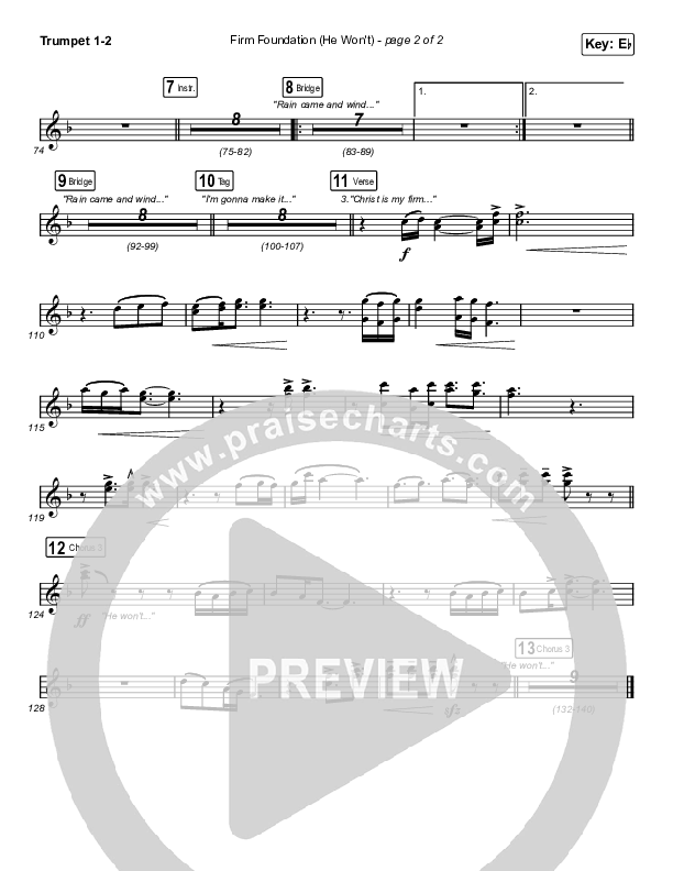 Firm Foundation (He Won't) (Sing It Now SATB) Trumpet 1,2 (Cody Carnes / Arr. Luke Gambill)