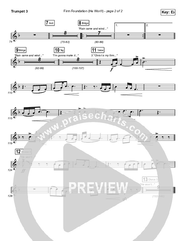 Firm Foundation (He Won't) (Sing It Now SATB) Trumpet 3 (Cody Carnes / Arr. Luke Gambill)
