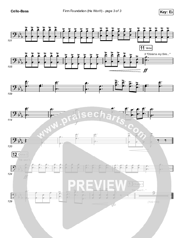 Firm Foundation (He Won't) (Worship Choir SAB) Cello/Bass (Cody Carnes / Arr. Luke Gambill)