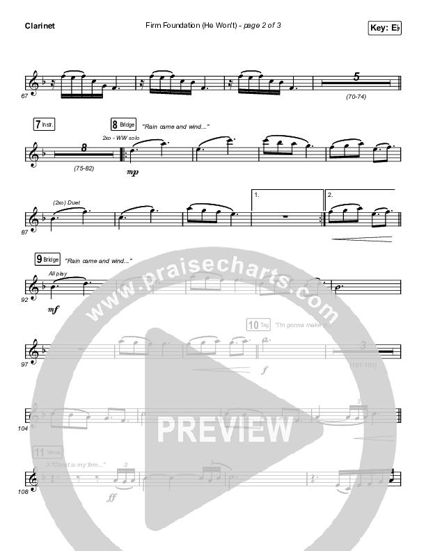 Firm Foundation (He Won't) (Worship Choir SAB) Clarinet (Cody Carnes / Arr. Luke Gambill)