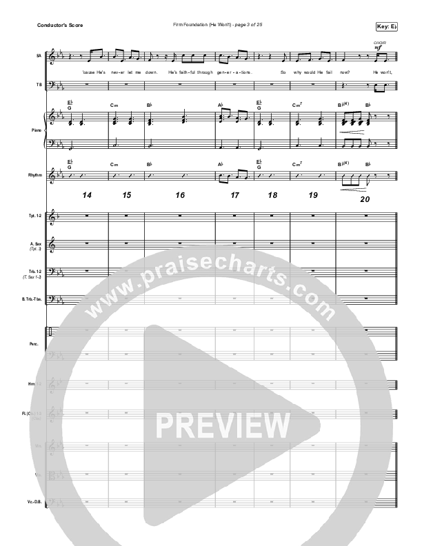 Firm Foundation (He Won't) (Worship Choir SAB) Conductor's Score (Cody Carnes / Arr. Luke Gambill)
