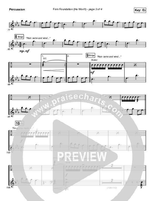 Firm Foundation (He Won't) (Worship Choir SAB) Percussion (Cody Carnes / Arr. Luke Gambill)