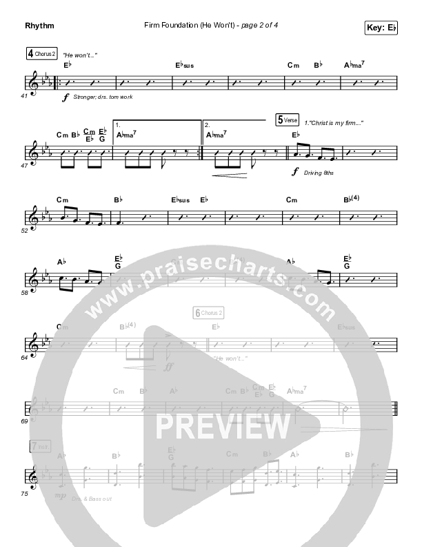 Firm Foundation (He Won't) (Worship Choir SAB) Rhythm Chart (Cody Carnes / Arr. Luke Gambill)