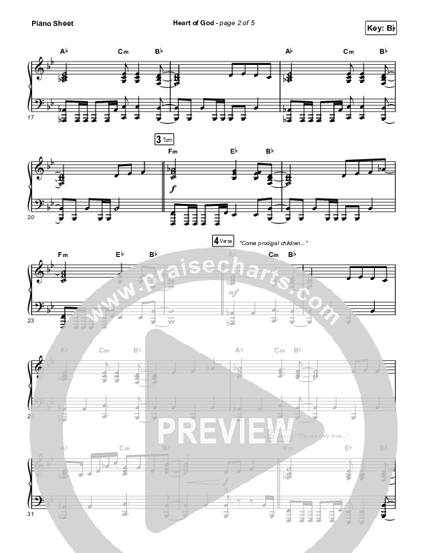 Heart Of God Piano Sheet (Zach Williams)