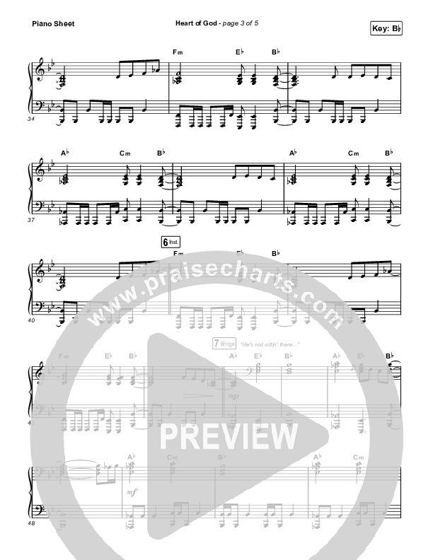Heart Of God Piano Sheet (Zach Williams)