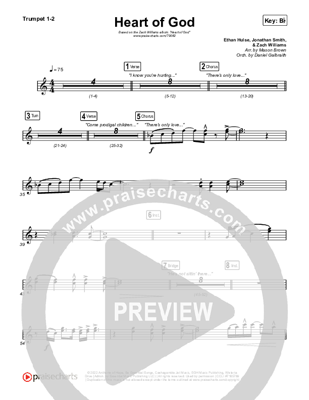 Heart Of God Trumpet 1,2 (Zach Williams)