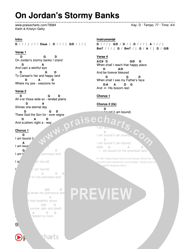 On Jordan's Stormy Banks Chords & Lyrics (Keith & Kristyn Getty)