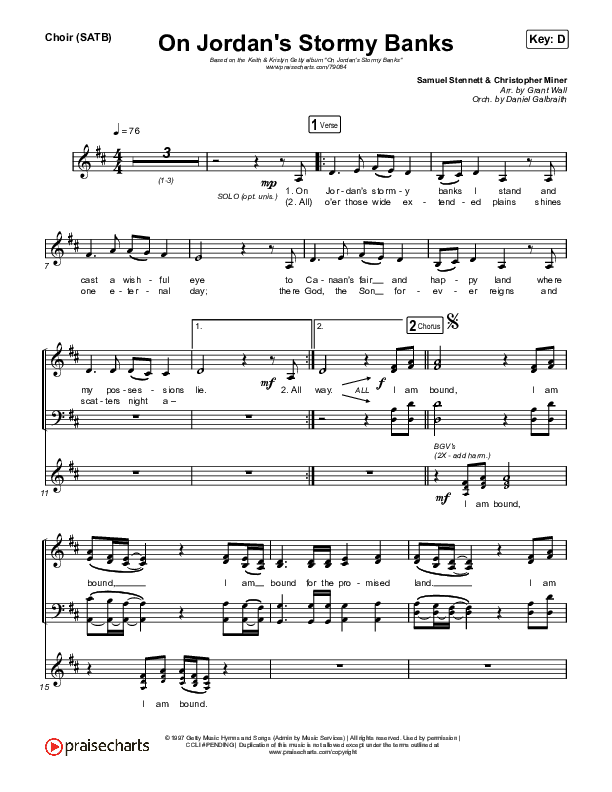 On Jordan's Stormy Banks Choir Sheet (SATB) (Keith & Kristyn Getty)