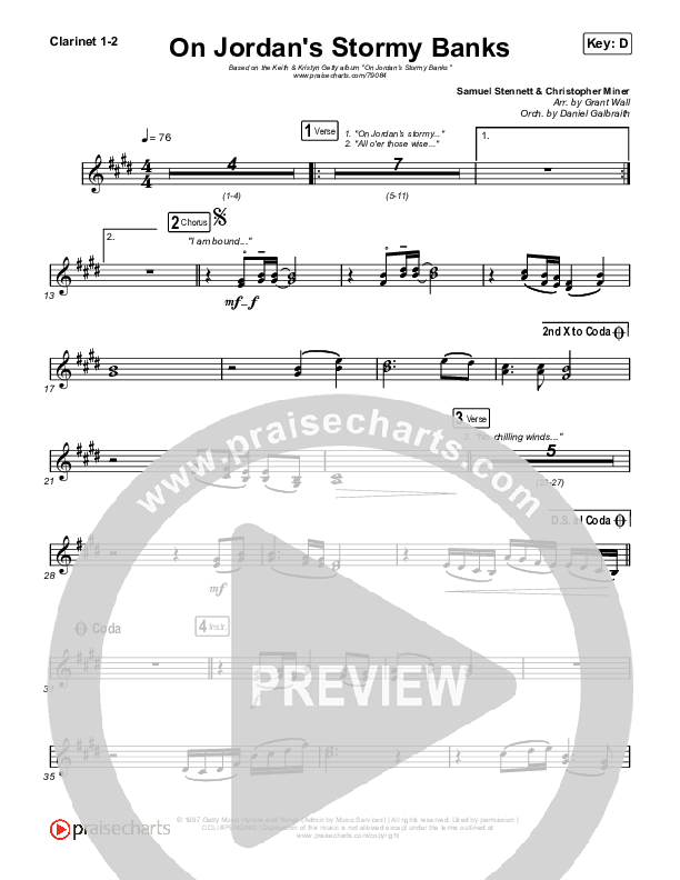 On Jordan's Stormy Banks Clarinet 1/2 (Keith & Kristyn Getty)