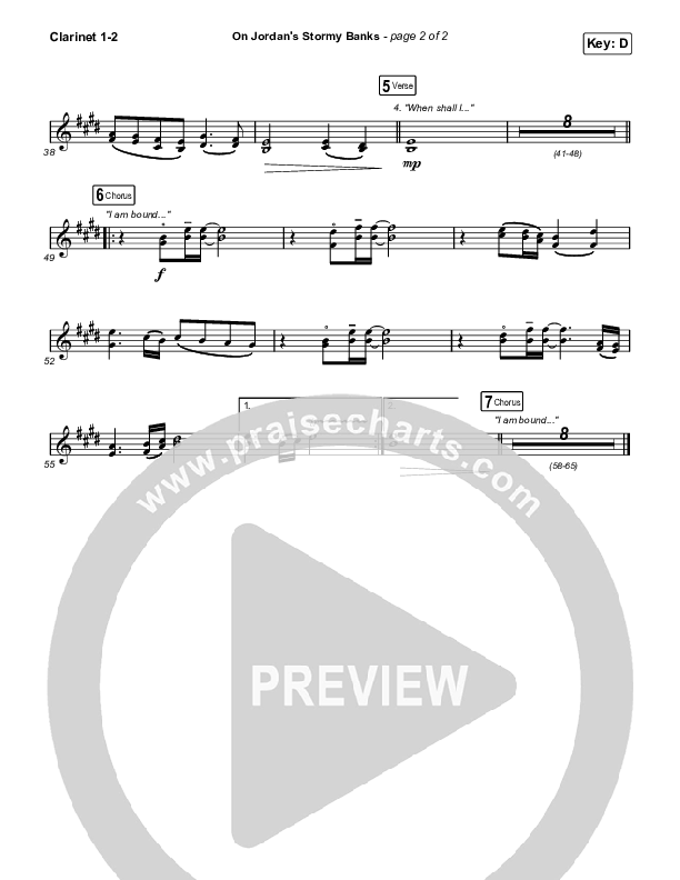 On Jordan's Stormy Banks Clarinet 1/2 (Keith & Kristyn Getty)