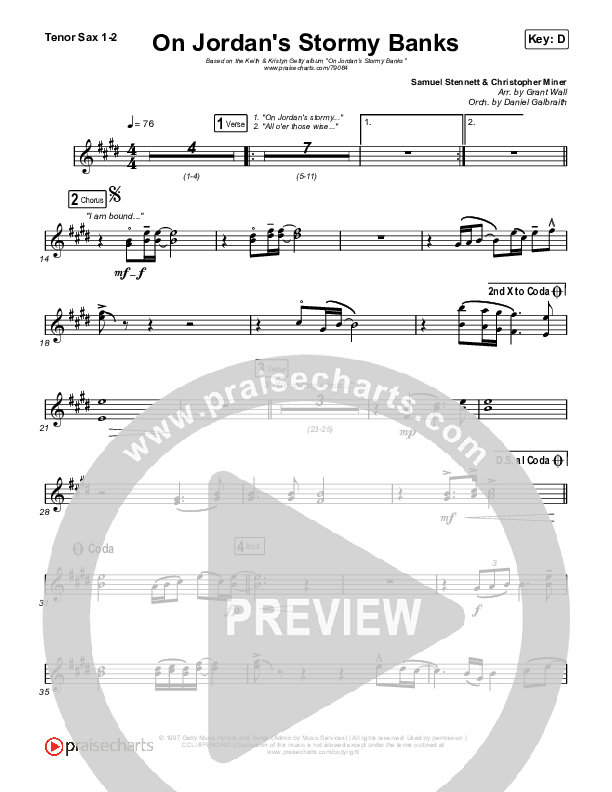 On Jordan's Stormy Banks Tenor Sax 1/2 (Keith & Kristyn Getty)