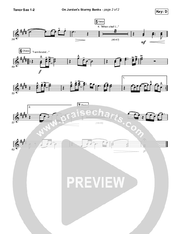 On Jordan's Stormy Banks Tenor Sax 1/2 (Keith & Kristyn Getty)