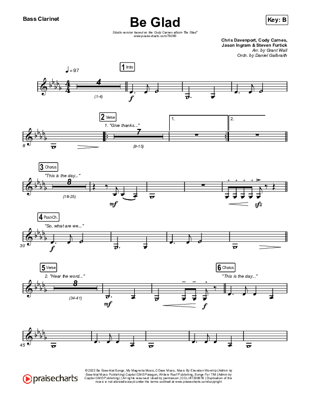 Be Glad Bass Clarinet (Cody Carnes)
