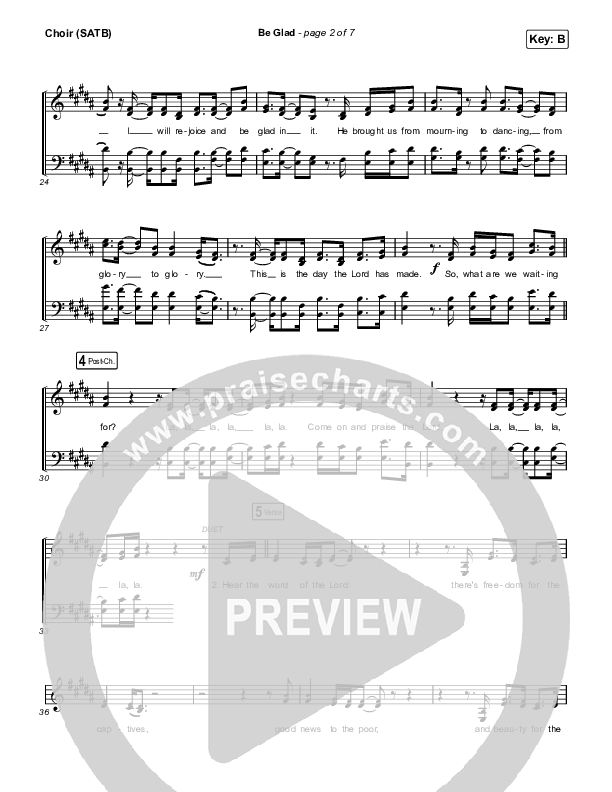 Be Glad Choir Sheet (SATB) (Cody Carnes)