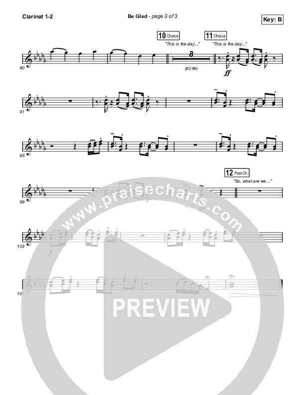 Be Glad Clarinet 1/2 (Cody Carnes)