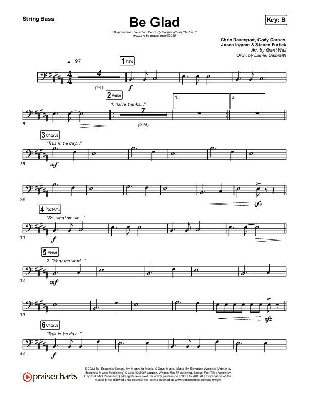 Be Glad Double Bass (Cody Carnes)